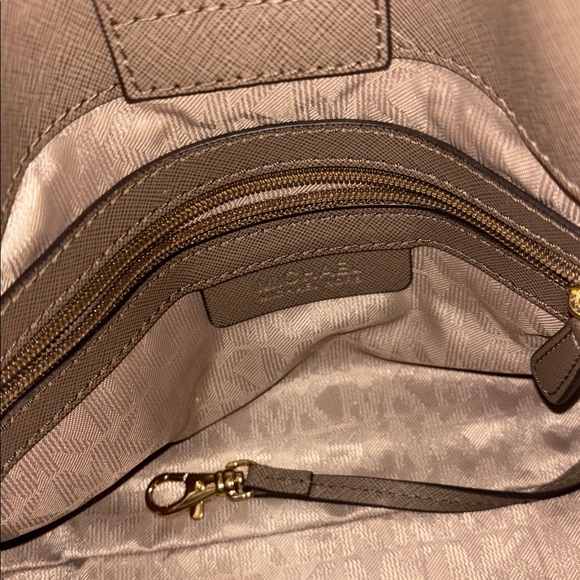 Michael Kors Taupe Saffiano Leather Convertible Tote Crossbody Bag - Picture 8 of 10